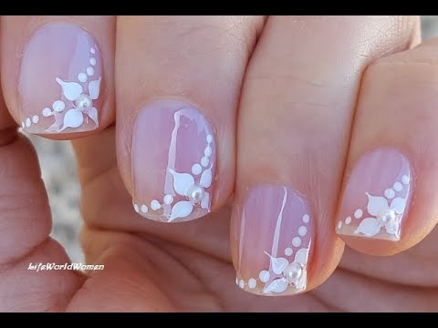 White FLOWER NAIL ART / Easy &amp; Elegant Wedding Nails Design