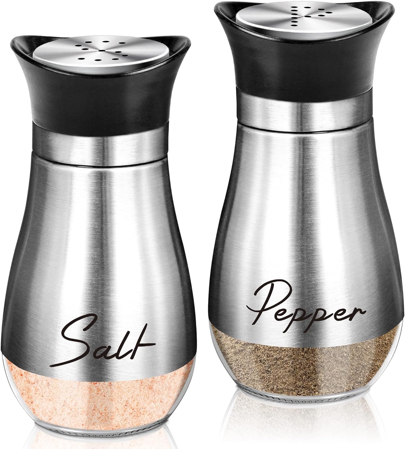 Salt and Pepper Shakers Set,4 oz Glass Bottom Salt Pepper