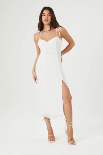 F21 White Bustier Midi Dress