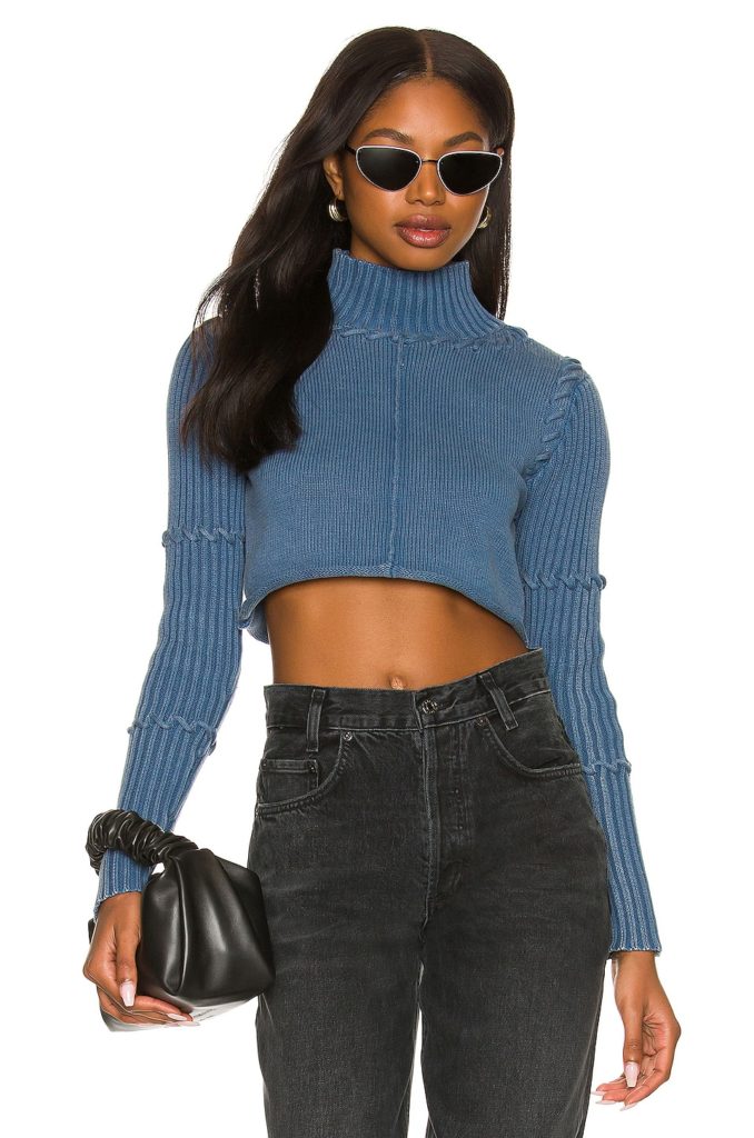 Revolve dark teal Cropped Turtleneck Sweater