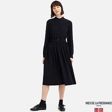 Georgette Gathered Long-Sleeved Dress from Uniqlo