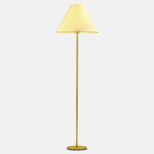 LED shade floor lamp in brass