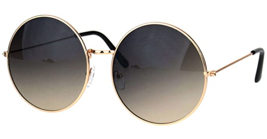 boho outfit ideas - Round sunglasses in gold