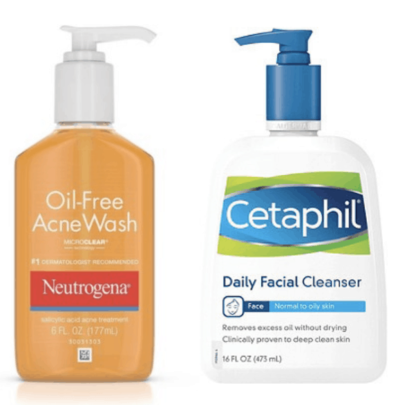 neutrogena, cetaphil, facial cleanser, oil-free, acne, daily