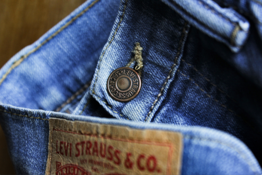 Close-up photoshoot of Levi's denim jeans.