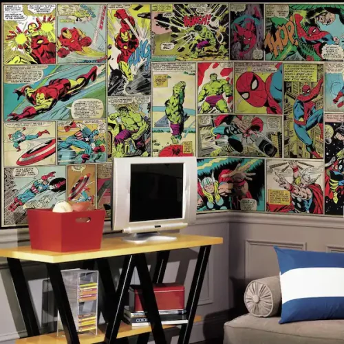 marvel wallpaper in 2000s room